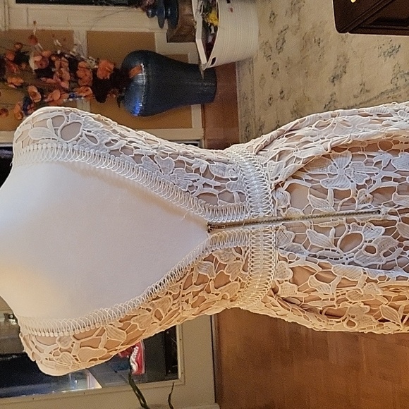 Formal dress beige and tan or off white - Picture 5 of 7